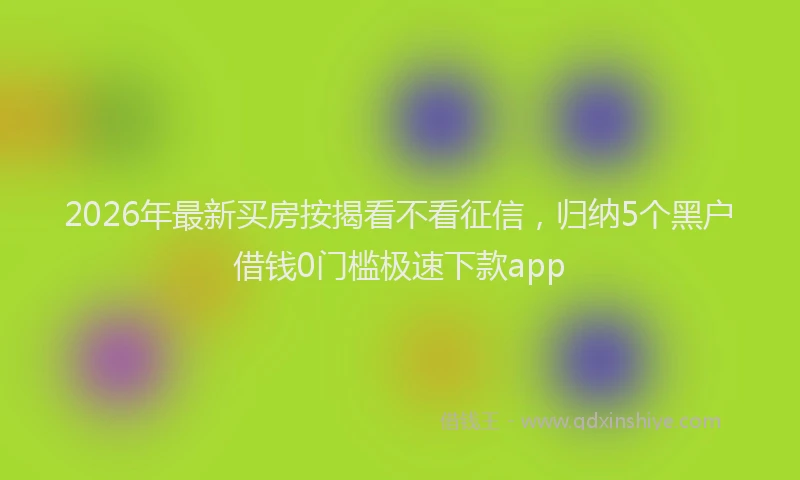 2026年最新买房按揭看不看征信，归纳5个黑户借钱0门槛极速下款app