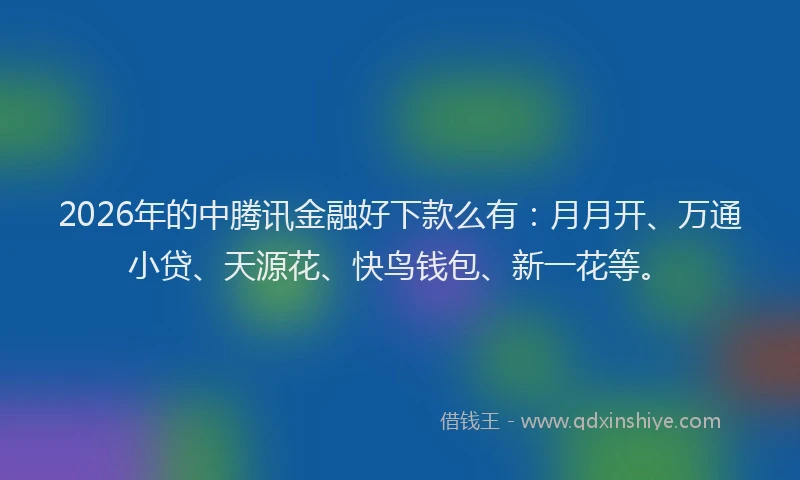2026年的中腾讯金融好下款么有:月月开、万通小贷、天源花、快鸟钱包、新一花等。