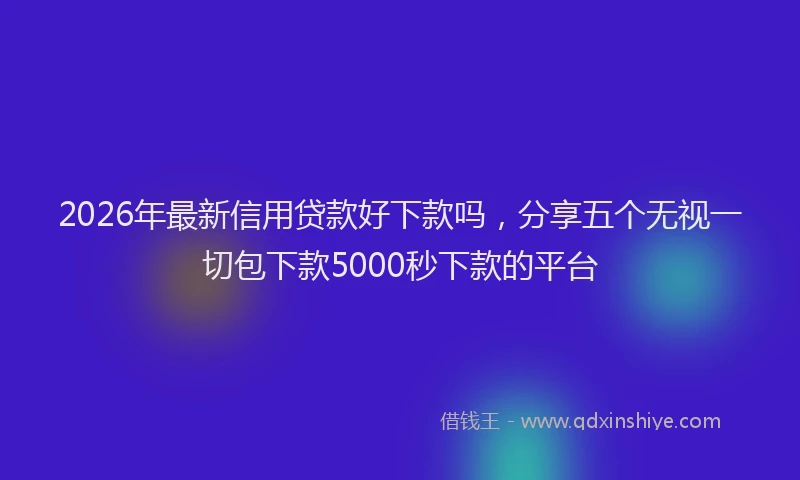 2026年最新信用贷款好下款吗，分享五个无视一切包下款5000秒下款的平台