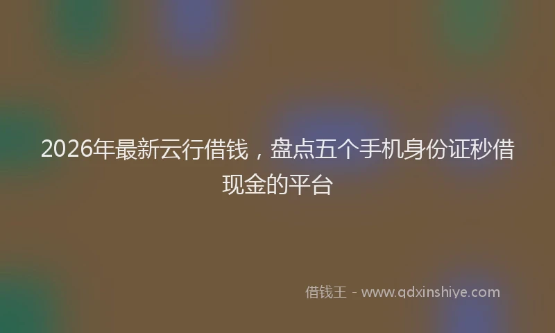 2026年最新云行借钱，盘点五个手机身份证秒借现金的平台