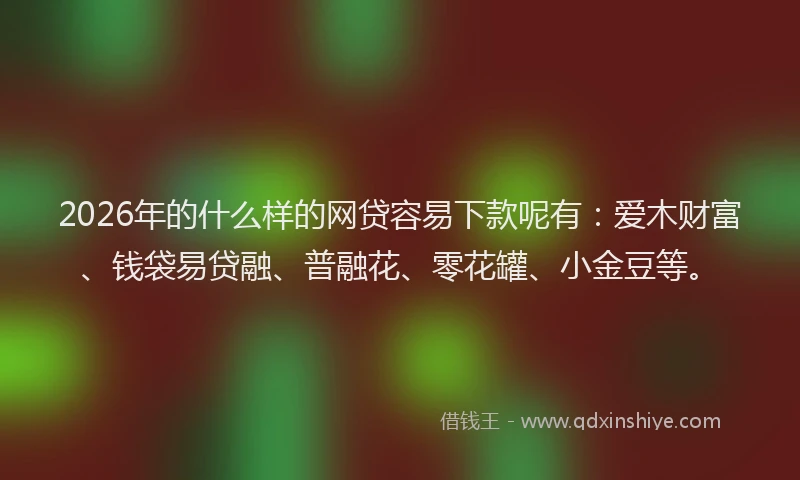 2026年的什么样的网贷容易下款呢有：爱木财富、钱袋易贷融、普融花、零花罐、小金豆等。