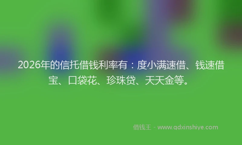 2026年的信托借钱利率有：度小满速借、钱速借宝、口袋花、珍珠贷、天天金等。