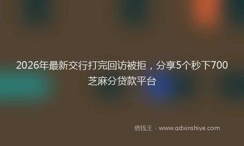2026年最新交行打完回访被拒，分享5个秒下700芝麻分贷款平台