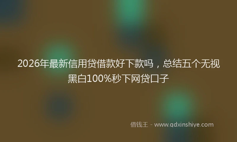 2026年最新信用贷借款好下款吗，总结五个无视黑白100%秒下网贷口子