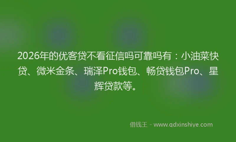 2026年的优客贷不看征信吗可靠吗有：小油菜快贷、微米金条、瑞泽Pro钱包、畅贷钱包Pro、星辉贷款等。