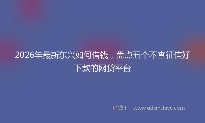 2026年最新东兴如何借钱，盘点五个不查征信好下款的网贷平台
