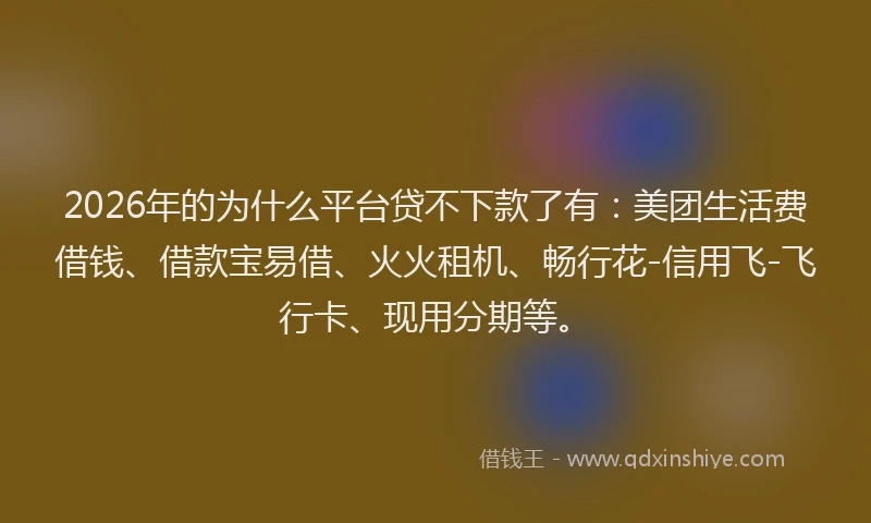 2026年的为什么平台贷不下款了有：美团生活费借钱、借款宝易借、火火租机、畅行花-信用飞-飞行卡、现用分期等。