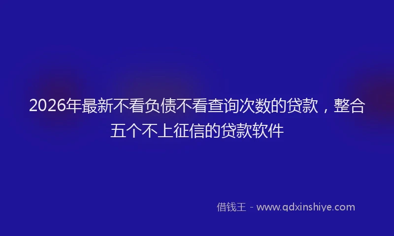 2026年最新不看负债不看查询次数的贷款,整合五个不上征信的贷款软件