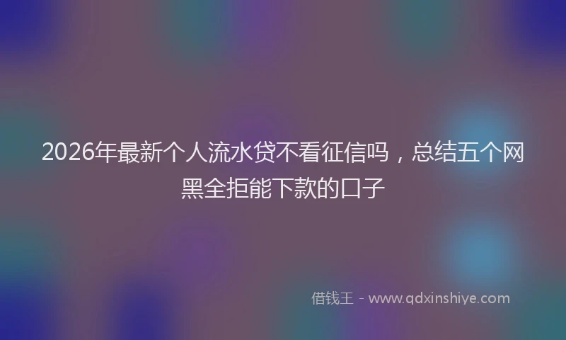 2026年最新个人流水贷不看征信吗，总结五个网黑全拒能下款的口子
