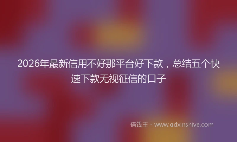 2026年最新信用不好那平台好下款，总结五个快速下款无视征信的口子