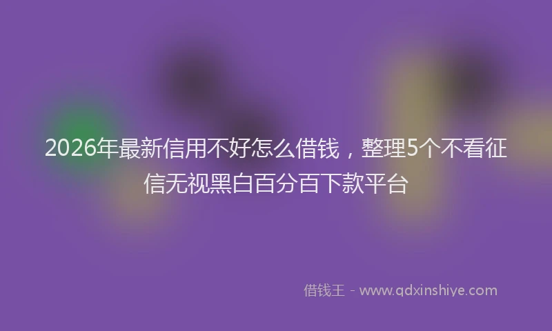 2026年最新信用不好怎么借钱，整理5个不看征信无视黑白百分百下款平台
