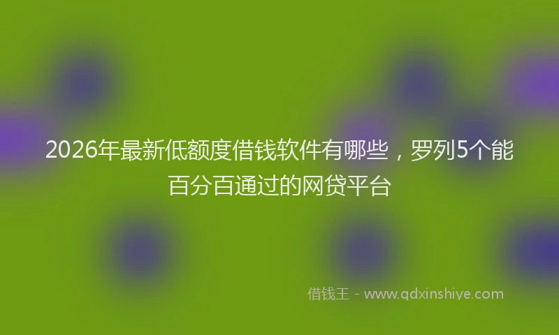 2026年最新低额度借钱软件有哪些，罗列5个能百分百通过的网贷平台