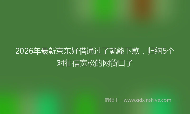 2026年最新京东好借通过了就能下款，归纳5个对征信宽松的网贷口子