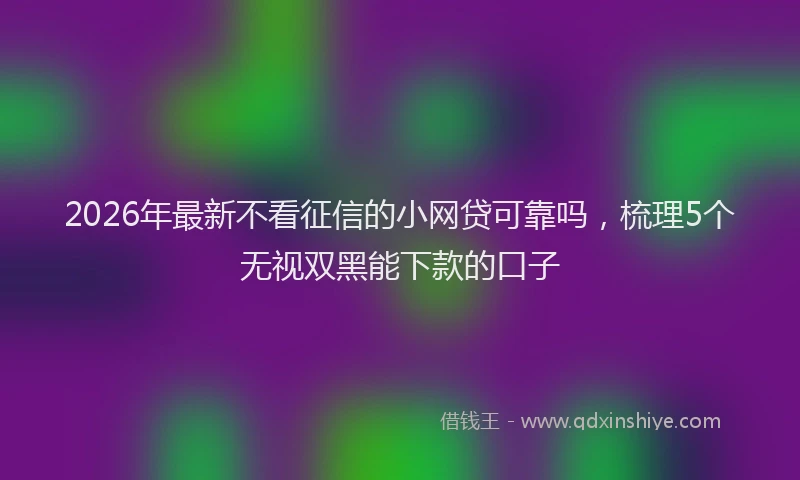 2026年最新不看征信的小网贷可靠吗,梳理5个无视双黑能下款的口子