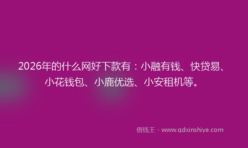 2026年的什么网好下款有：小融有钱、快贷易、小花钱包、小鹿优选、小安租机等。