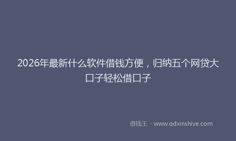 2026年最新什么软件借钱方便，归纳五个网贷大口子轻松借口子