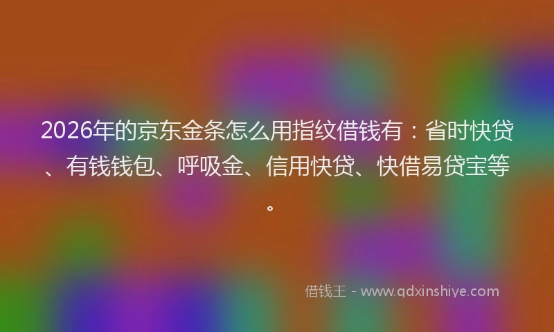 2026年的京东金条怎么用指纹借钱有：省时快贷、有钱钱包、呼吸金、信用快贷、快借易贷宝等。