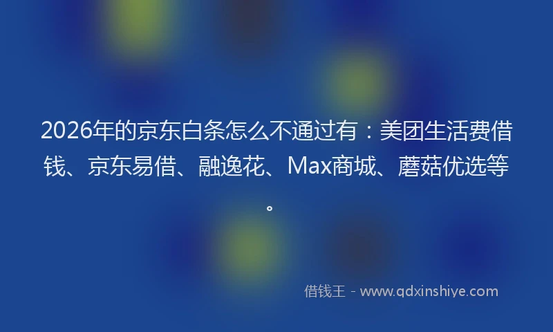2026年的京东白条怎么不通过有：美团生活费借钱、京东易借、融逸花、Max商城、蘑菇优选等。