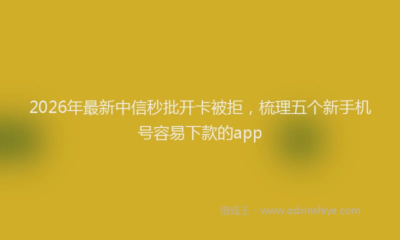 2026年最新中信秒批开卡被拒，梳理五个新手机号容易下款的app