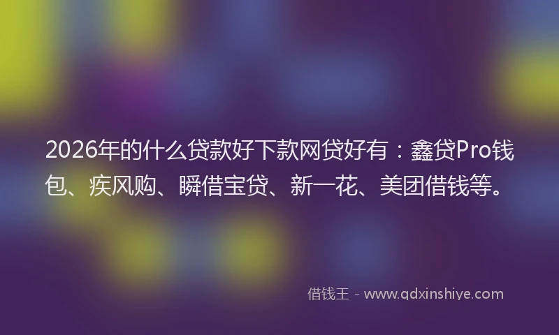 2026年的什么贷款好下款网贷好有：鑫贷Pro钱包、疾风购、瞬借宝贷、新一花、美团借钱等。
