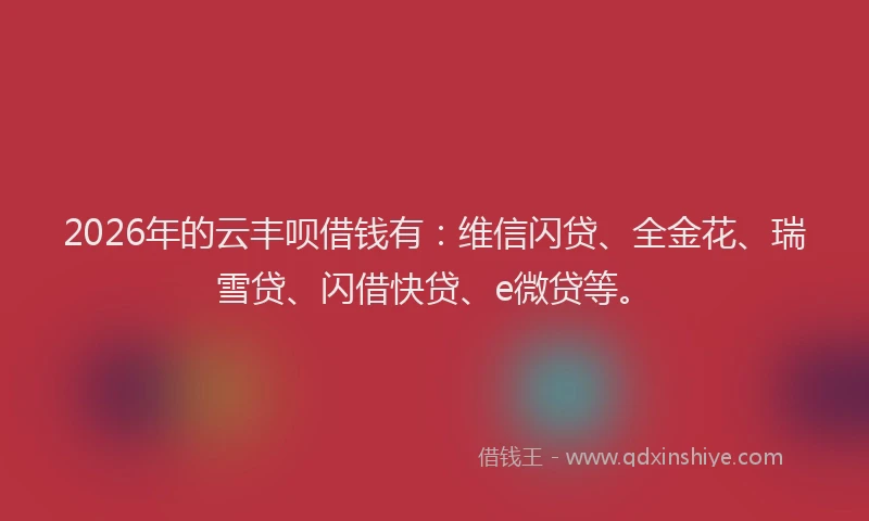 2026年的云丰呗借钱有：维信闪贷、全金花、瑞雪贷、闪借快贷、e微贷等。