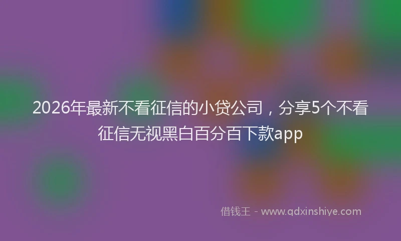 2026年最新不看征信的小贷公司，分享5个不看征信无视黑白百分百下款app