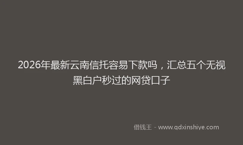 2026年最新云南信托容易下款吗,汇总五个无视黑白户秒过的网贷口子