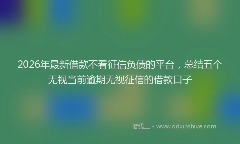 2026年最新借款不看征信负债的平台，总结五个无视当前逾期无视征信的借款口子