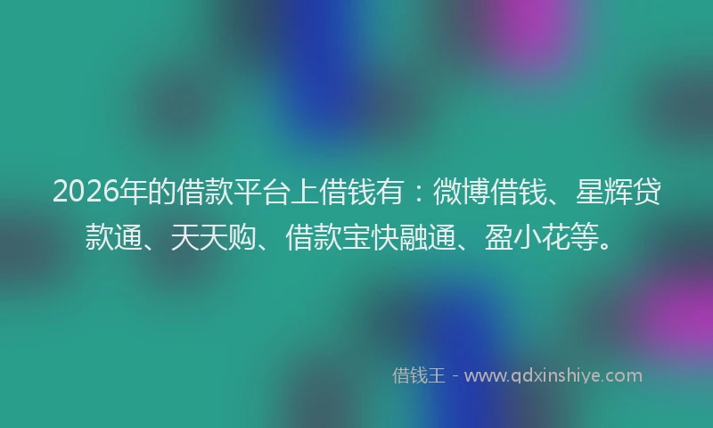 2026年的借款平台上借钱有：微博借钱、星辉贷款通、天天购、借款宝快融通、盈小花等。