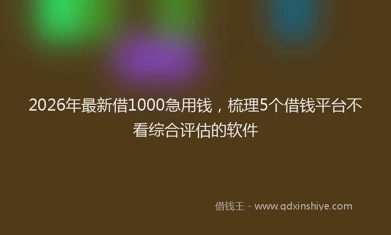 2026年最新借1000急用钱，梳理5个借钱平台不看综合评估的软件