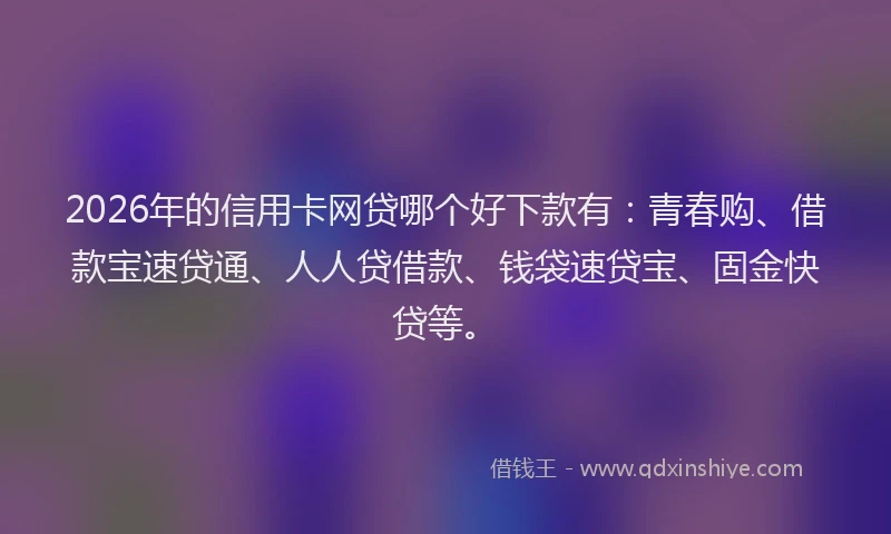 2026年的信用卡网贷哪个好下款有：青春购、借款宝速贷通、人人贷借款、钱袋速贷宝、固金快贷等。