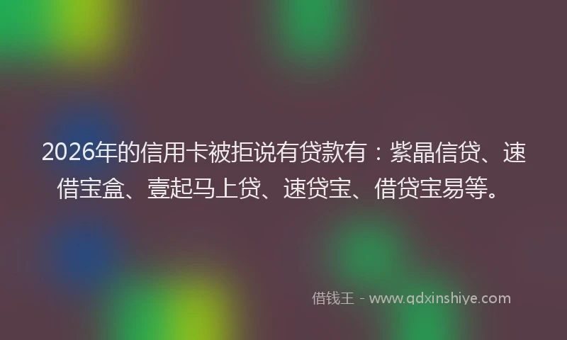 2026年的信用卡被拒说有贷款有：紫晶信贷、速借宝盒、壹起马上贷、速贷宝、借贷宝易等。