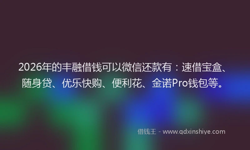 2026年的丰融借钱可以微信还款有：速借宝盒、随身贷、优乐快购、便利花、金诺Pro钱包等。