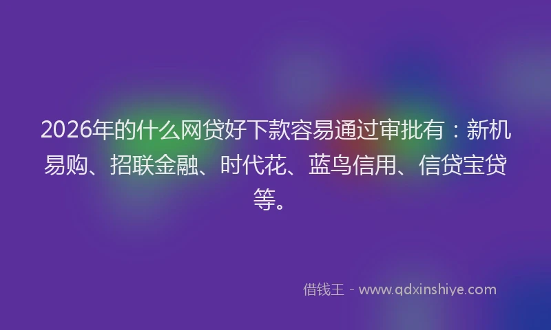 2026年的什么网贷好下款容易通过审批有:新机易购、招联金融、时代花、蓝鸟信用、信贷宝贷等。