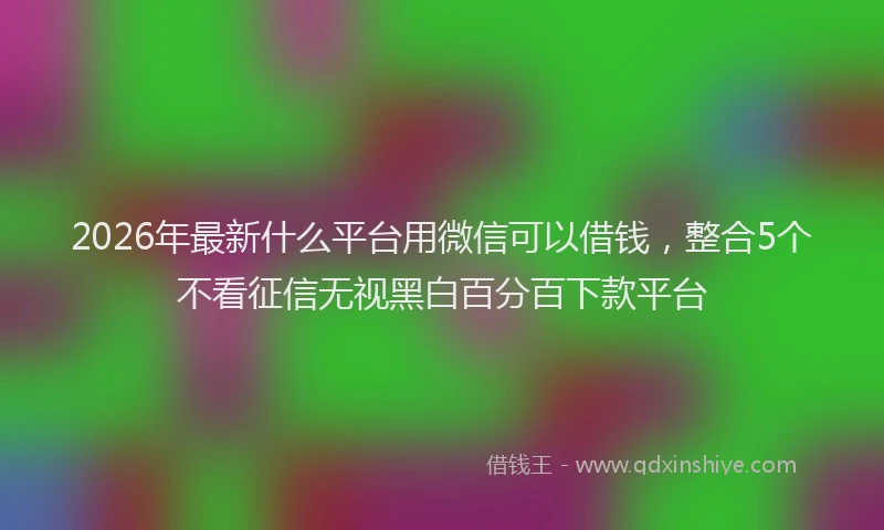 2026年最新什么平台用微信可以借钱，整合5个不看征信无视黑白百分百下款平台
