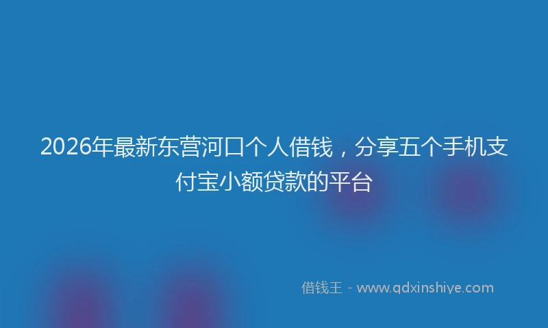2026年最新东营河口个人借钱，分享五个手机支付宝小额贷款的平台