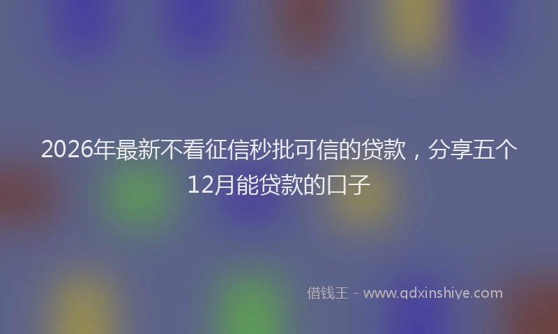 2026年最新不看征信秒批可信的贷款,分享五个12月能贷款的口子