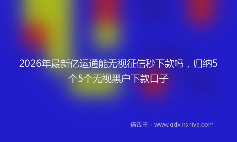 2026年最新亿运通能无视征信秒下款吗,归纳5个5个无视黑户下款口子
