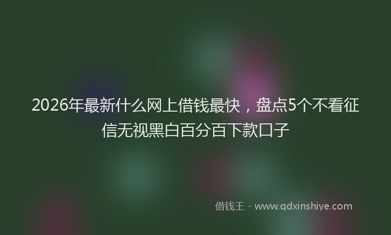 2026年最新什么网上借钱最快，盘点5个不看征信无视黑白百分百下款口子