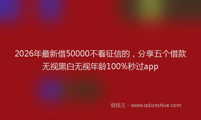 2026年最新借50000不看征信的,分享五个借款无视黑白无视年龄100%秒过app
