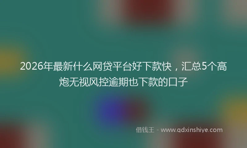 2026年最新什么网贷平台好下款快，汇总5个高炮无视风控逾期也下款的口子