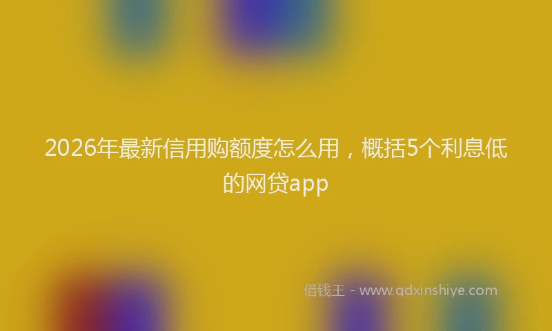 2026年最新信用购额度怎么用，概括5个利息低的网贷app