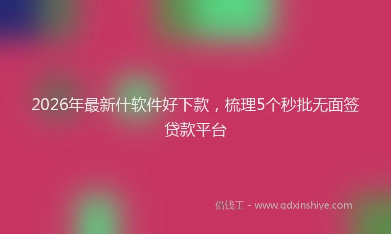 2026年最新什软件好下款，梳理5个秒批无面签贷款平台
