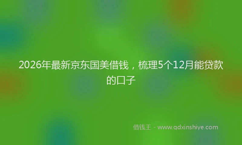 2026年最新京东国美借钱，梳理5个12月能贷款的口子