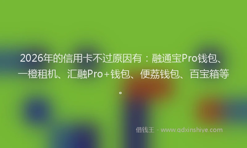 2026年的信用卡不过原因有：融通宝Pro钱包、一橙租机、汇融Pro+钱包、便荔钱包、百宝箱等。