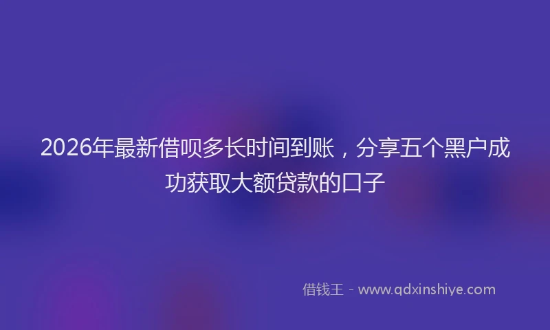 2026年最新借呗多长时间到账，分享五个黑户成功获取大额贷款的口子