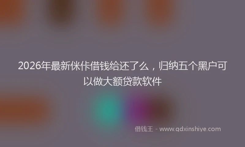 2026年最新侎佧借钱给还了么，归纳五个黑户可以做大额贷款软件