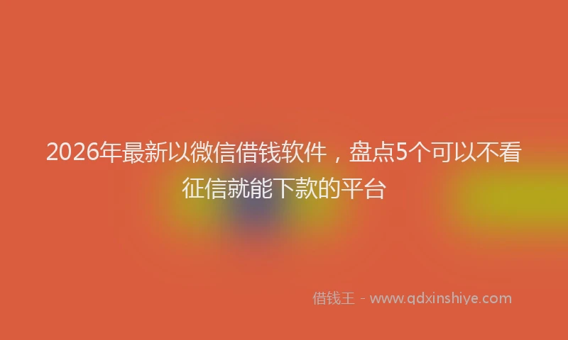 2026年最新以微信借钱软件，盘点5个可以不看征信就能下款的平台