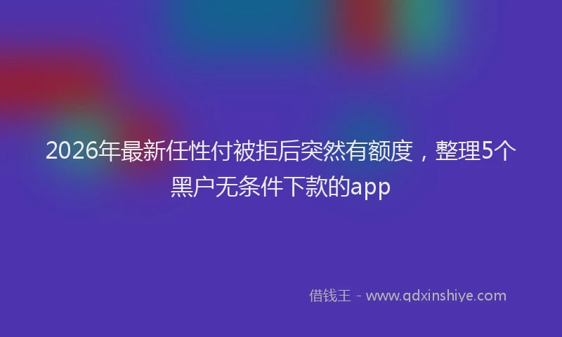 2026年最新任性付被拒后突然有额度，整理5个黑户无条件下款的app