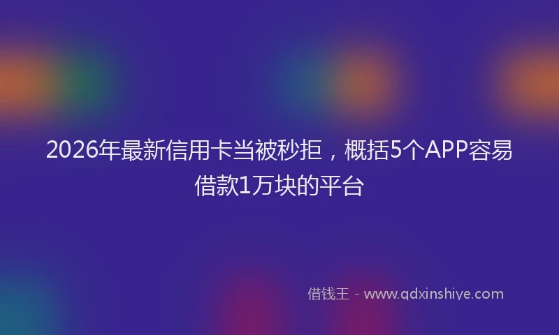 2026年最新信用卡当被秒拒，概括5个APP容易借款1万块的平台